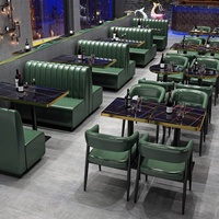 Ensemble table et chaises de salle à manger double en bois massif moderne pour usage commercial intérieur/extérieur dans les centres commerciaux et les restaurants
