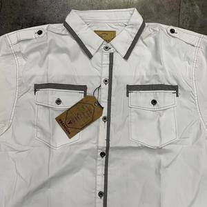 Chemise à manches courtes pour hommes été 60% coton 40% polyester chemise blanche avec épaulettes <span class=keywords><strong>lot</strong></span> à vendre - Product Image 3