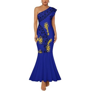 Vestido de cola de pez elástico Sexy estilo <span class=keywords><strong>Tropical</strong></span> Hawaiano con hombros inclinados vestido de mujer de alta calidad moda de club nocturno - Product Image 4