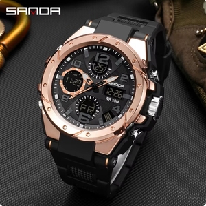 SANDA 6008 Orologio da <span class=keywords><strong>Uomo</strong></span> al Quarzo Impermeabile Sportivo di Lusso <span class=keywords><strong>Originale</strong></span> Resistente all'Acqua <span class=keywords><strong>Regalo</strong></span> Orologi Digitali da Polso per Uomini - Product Image 4