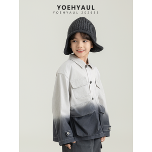 Veste en jean pour adolescents et enfants YOEHYAUL QG3149 4-16T, dégradé noir et gris, 100% coton, printemps, veste en jean pour adolescents - Product Image 1