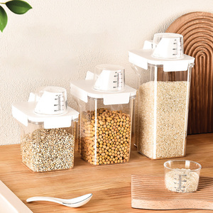 उच्च गुणवत्ता वाली रसोई प्लास्टिक एयरटाइट आयताकार खाद्य भंडारण कंटेनर, कप सील पैंट्री जार के साथ सेट - Product Image 4