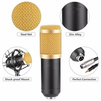 Kit de Micrófono Condensador Cardioide Profesional BM800 con Cable + Tarjeta de Sonido V8, Brazo Articulado, Soporte Antivibración, Filtro Pop y LED de Audio