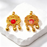 Pendentifs Breloques en Alliage de Zinc, Motif Fu, Serrure Ruyi, Clochette, Pompon, Filigrane Creux, Nouveau Style Chinois pour la Création de Colliers et Bijoux DIY