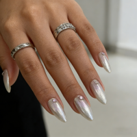 10 Nouveaux faux ongles courts en ABS de style français minimaliste, en forme d'amande, adaptés aux doigts, finition de haute qualité.