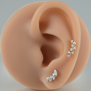 <b>Titanium</b> G23 Zircon Earrings Tassel <b>Chain</b> Heart Shape Party Fashion Piercing Jewelry - Product Image 4