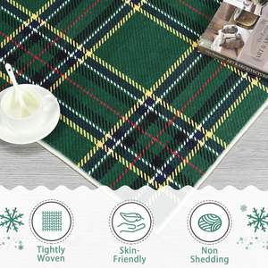 Navidad Buffalo Plaid antideslizante Gingham alfombra lavable para sala de estar pasillo cocina decoración del hogar en Stock - Product Image 3