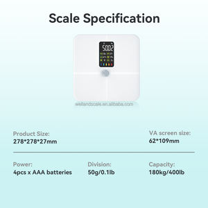 Balanzas de baño digitales Welland, analizador electrónico inteligente con aplicación, tipo de Sensor alimentado por batería, peso máximo 180kg - Product Image 6
