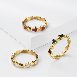 Trendy heart-shaped drip <b>ring</b> for women, <b>titanium</b> steel gold-plated, sweet and cool style, niche and high-end pinky <b>ring</b>. - Product Image 2