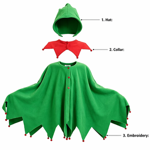 Cape d'elfe ambiance Noël |   Cape à capuche rouge/verte, parfaite pour les séances photo de fête - Product Image 3