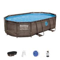 Ensemble de piscine ovale Bestway 56946, structure en acier, piscine hors sol
