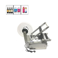 Machine d'étiquetage semi-automatique électrique pour bouteilles en verre, plastique, métal, avec imprimante de date portable