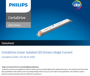 Meilleur prix PHILIPS CertaDrive 65W 1.4A 46.5V 230V Drivers LED isolés linéaires CertaDrive à courant unique - Product Image 2