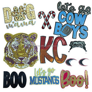 RTS Let's Go Texans Parches Sequin Sports Team logo Parches bordados 28cm Iron on Patches Mascot <span class=keywords><strong>Precio</strong></span> al por mayor - Product Image 6