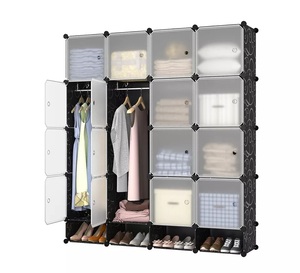 Armoire portable <span class=keywords><strong>pas</strong></span> chère pour jouets, vêtements, <span class=keywords><strong>rangement</strong></span> pour bébé avec autocollants <span class=keywords><strong>de</strong></span> dessins animés, armoire en plastique pour enfants - Product Image 4