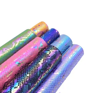 Wholesale Iridescence Serpentine Leather Fabric For Bags Bows Product