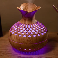 Diffuseur d'arômes d'huiles essentielles intelligent à LED, humidificateur d'air professionnel pour la maison, 300 ml, grain de bois, portable, ultrasonique