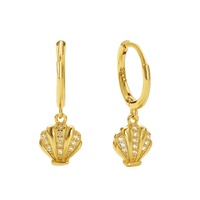 Nagosa Ocean Jewelry Boucles d'oreilles en argent sterling 925 vermeil en or 18 carats avec zircon cubique et coquillage pour femmes