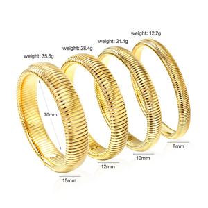 Bracelet élastique épais tendance en acier inoxydable plaqué or 18 carats PVD, style serpent, pour femme, ne ternit pas - Product Image 2