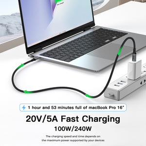 Uniean 1m 1.8m nylon bện đồng trục usb4.0 Cáp PD nhanh sạc cáp loại C 40Gbps 240W 8K 60Hz Loại C để Loại C Cáp - Product Image 3
