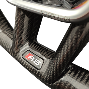 พวงมาลัยหุ้มหนังครึ่งวง สำหรับรถยนต์ออดี้ R8 <span class=keywords><strong>A3</strong></span> A4 A5 A6 C7 B6 B8 B9 RS3 8V RS4 RS7 SQ5 Q3 Q5 Q7RS คาร์บอนไฟเบอร์แบบกำหนดเอง พร้อมไฟ LED - Product Image 6