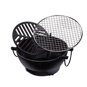 Ensemble de barbecue d'extérieur en <span class=keywords><strong>fonte</strong></span> pré-culottée avec plaque de cuisson ronde et foyer à charbon de bois pour le camping, lot de 2 - Product Image 4