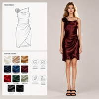 Robe Courte en Satin pour Femme, Moulante et Froncée, Asymétrique à Une Épaule, Ourlet Tulipe à Fleurs 3D, Robe de Soirée Cocktail, Vente en Gros, Couleur Personnalisée