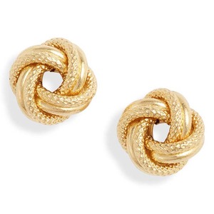 Boucles d'oreilles en or massif 14 carats, bijoux <span class=keywords><strong>de</strong></span> mode personnalisés pour <span class=keywords><strong>femme</strong></span> - Boucles d'oreilles clous nœud d'amour, bijoux fins plaqués or, fabricant OEM <span class=keywords><strong>de</strong></span> boucles d'oreilles - Product Image 2