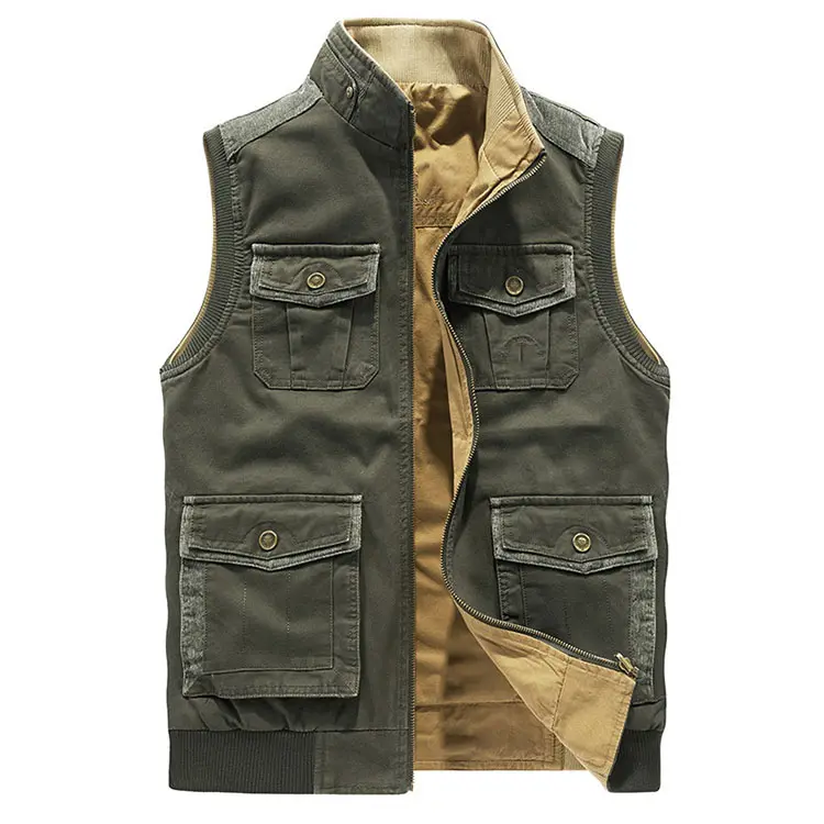 custom multiple pockets canvas men waistcoat Motorcycle Hunting Heated Vest for Men