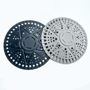 Cubierta de filtro de desagüe de silicona, trampa para el cabello anticolisión, protector de desagüe para baño, diseño minimalista, negro mate - Product Image 2