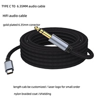 Kabel Audio Stereo USB C ke 6.35mm 1/4 Inch untuk Amplifier Gitar Mixer, Logo Laser Pesanan Kecil, Panjang Dapat Disesuaikan
