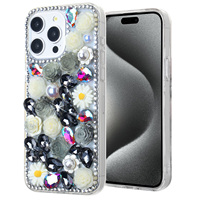 Coque de téléphone KINGSOUL de luxe scintillante entièrement ornée de diamants, antichoc en PC, personnalisable pour femmes, compatible avec les modèles 16/16 Pro/16 Pro Max