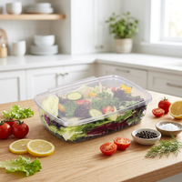 Boîte en plastique transparente rectangulaire antivol à usage unique en PET ; Emballage alimentaire pour salades et collations ; Personnalisable avec fermeture sécurisée pour repas à emporter