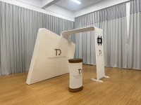 Support de toile de fond modulaire portable résistant aux intempéries avec bannière en tissu pour salons professionnels et conférences en extérieur