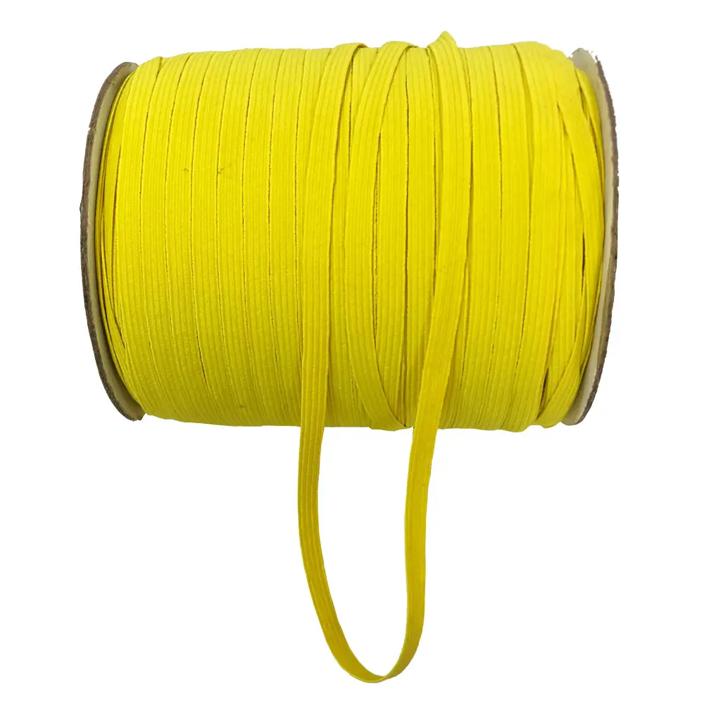 yellow 1/4 inches braided elastic tape flat elastic cord