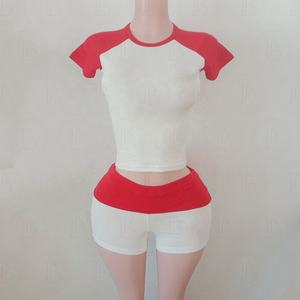 Abbigliamento Estivo Personalizzato per Donne, Set Due Pezzi con Top Corto in <span class=keywords><strong>Cotone</strong></span> Modal e Pantaloncini da Palestra con Risvolto - Product Image 5