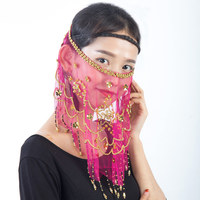 Voile de Danse Orientale pour Femme Jh393, Perles et Chiffon, Taille Unique, pour Spectacle, 100% Polyester, OEM