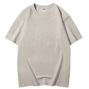 T-shirt Homme Nouveau Modèle <span class=keywords><strong>en</strong></span> Coton 100% Col Rond Manches Courtes Couleur Unie Épaules Tombantes Demi-Manches Respirant et Lourd - Product Image 3