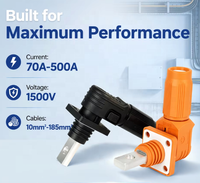 Connecteur de borne de batterie au lithium mâle/femelle 70A-500A, borne de batterie de stockage d'énergie noir/orange à angle droit