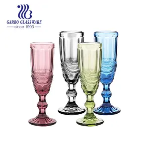 High quality solid color glass champagne goblet hot sale in china supplier engraved glass cup decorative glassware supplier