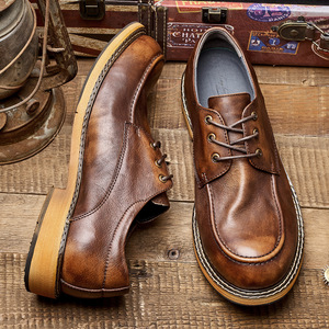 Zapatos de cuero modernos para hombre, zapatos casuales retro británicos para hombre, zapatos de estilo coreano a la moda para hombre, cuero vacuno de primera calidad para hombre. - Product Image 4