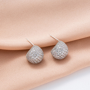 Pendientes de tuerca redondos de circonita para mujer, joyería de fiesta, microincrustaciones, pendientes de moda - Product Image 2