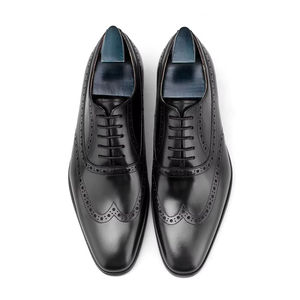 Chaussures de mariage pour hommes en cuir véritable, style italien haut de gamme, imperméables, à enfiler, Oxford, faites à la main, antidérapantes et amortissantes - Product Image 2