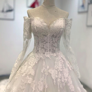 Custom Wholesale Wedding Dress Elegant Women Long Sleeve French Lace Bridal Dresses Vestidoes Wm91 - Product Image 5