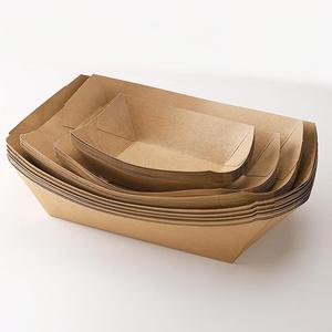 Precio al por mayor bandeja de barco de papel Kraft reciclable logotipo personalizado cuenco de barco para llevar embalaje de alimentos fritos franceses - Product Image 3