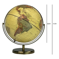 Globe du monde vintage de 30cm, décoration de maison et de bureau
