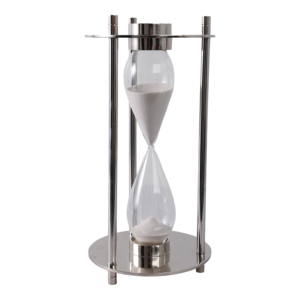 Clessidra moderna in metallo e vetro con base a bussola, timer a sabbia per decorazioni casa e ufficio - Product Image 2