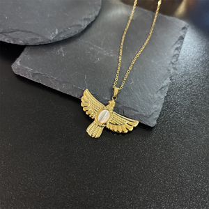 Acciaio inossidabile placcato oro 18K aquile <span class=keywords><strong>pietre</strong></span> naturali medie donne uomini collane di forte qualità - Product Image 3