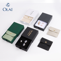 Boîte d'emballage pour bijoux en carton avec logo personnalisé, pochette en cuir PU, boîtes à bijoux avec tiroir