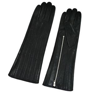 Guantes largos de cuero genuino para mujer, guantes con cremallera lateral, moda de invierno, guantes de uso diario - Product Image 2